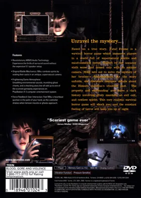 Fatal Frame box cover back